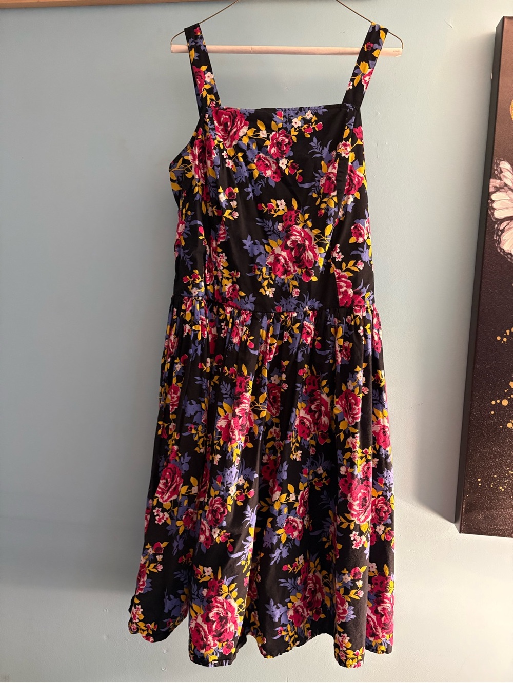 Jessica London Black Dress with Multicolored Flowers